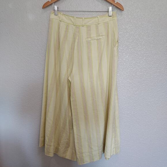 Maeve by Anthro Yellow Wide Leg Cropped Pants Size 6 - Picture 8 of 13